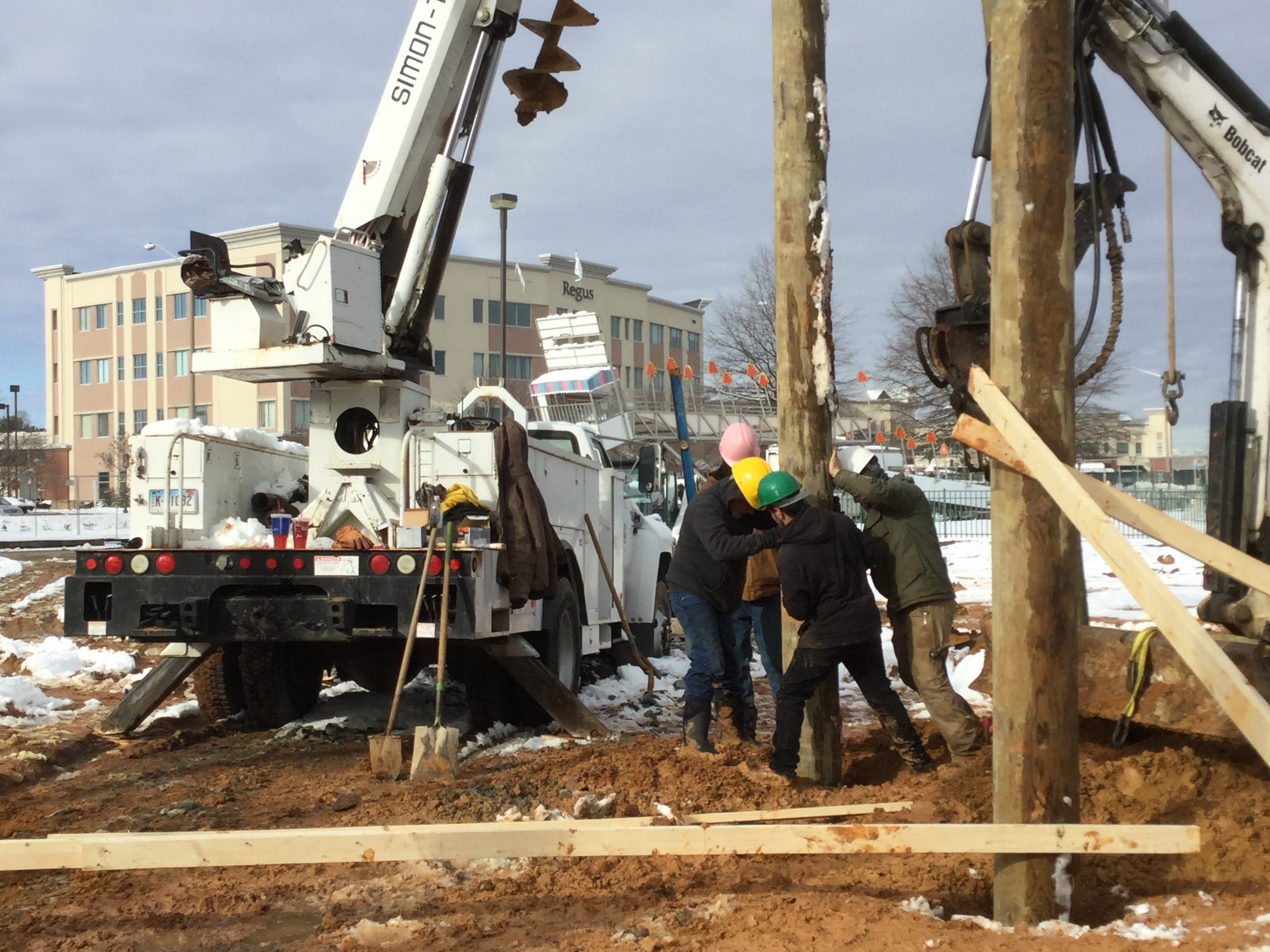 Poles going in for multilevel go kart track in Fredericksburg